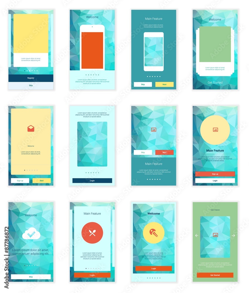 Mobile User Interface 35 Screens Wirefrme Kit for onboarding wizard ...