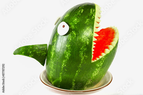 Watermelon shark - Shark carved out of a watermelon © zaschnaus