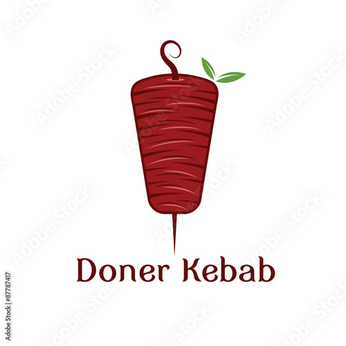 doner kebab with leaves vector design template