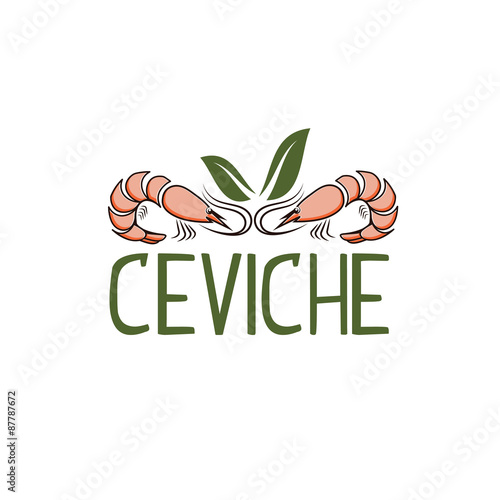 shrimps with green leaves,ceviche,seafood