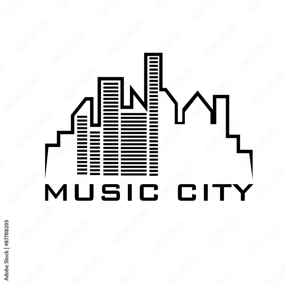 music city concept vector design template