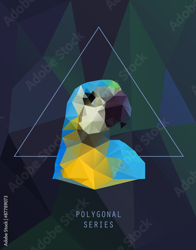 Abstract polygonal bird. Colorful triangles background. Geometric illustration. Low poly poster