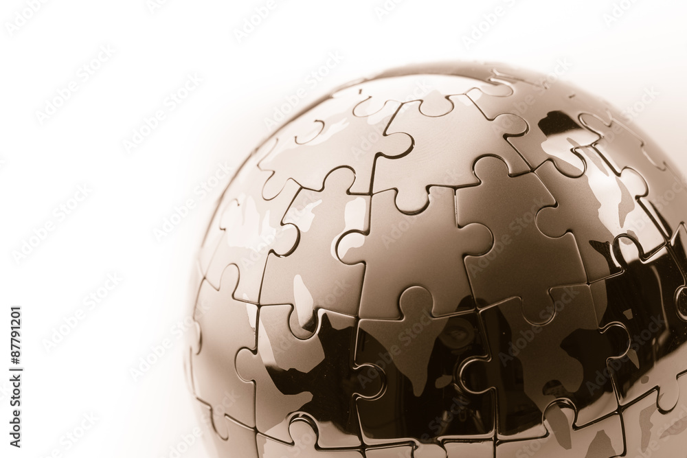 Global strategy & solution business concept, jigsaw puzzle Global strategy & solution business concept, jigsaw puzzle