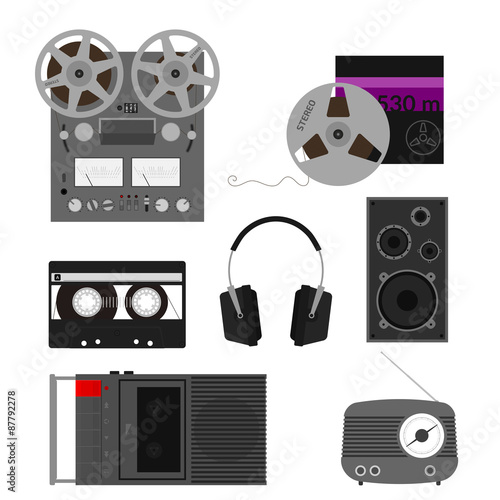 Set of retro audio device and equipment.