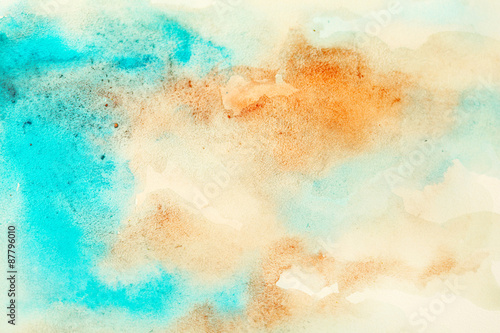 Fototapeta Naklejka Na Ścianę i Meble -  Watercolor texture on paper close-up