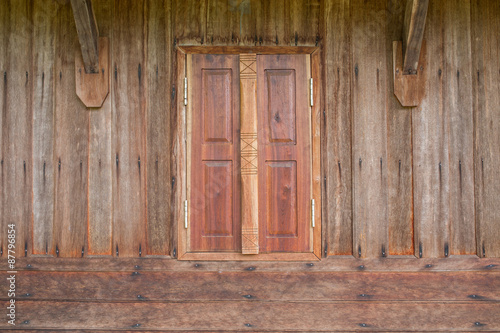 Old wooden window. Thailand traditional style.