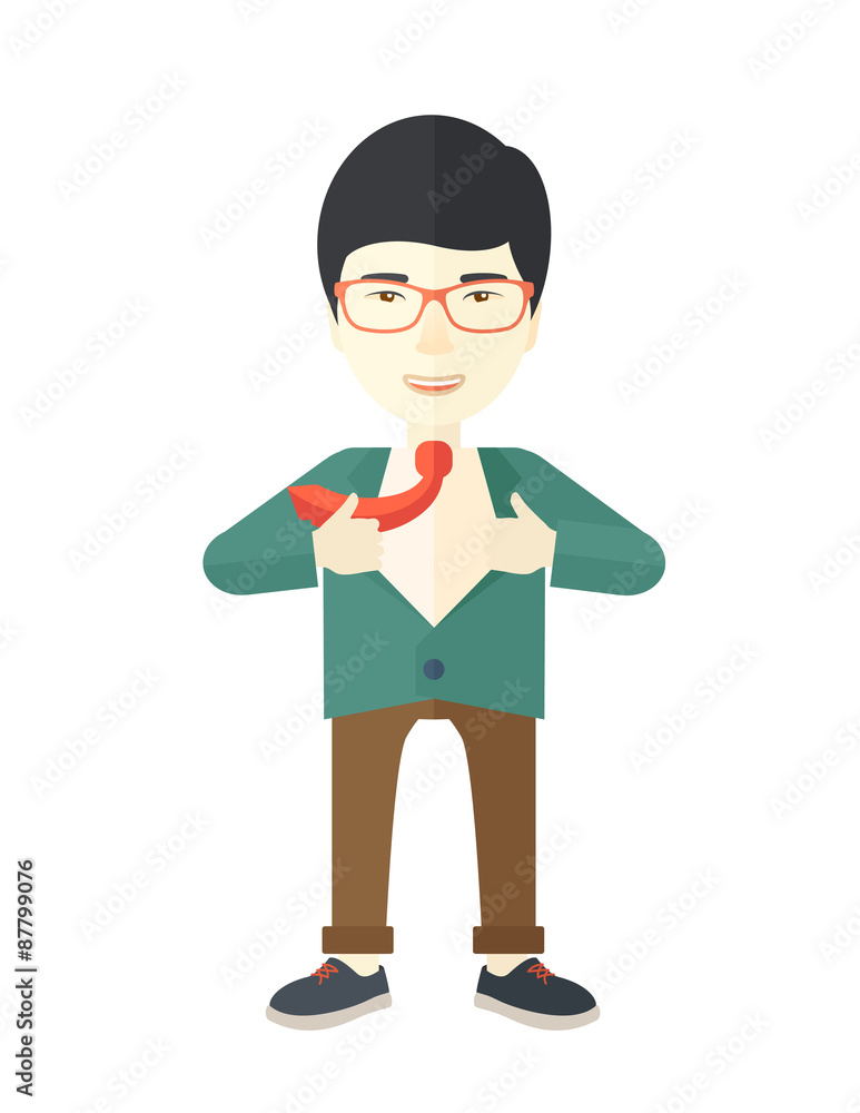 Happy Working man to change his clothes.