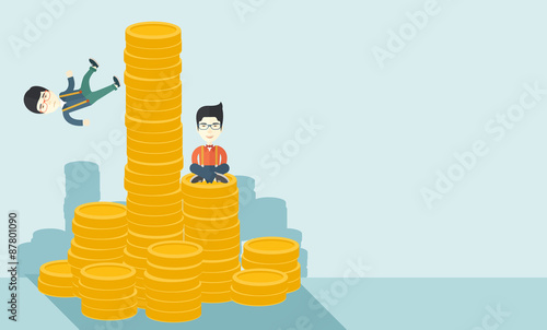 Failed and successful asian businessmen.