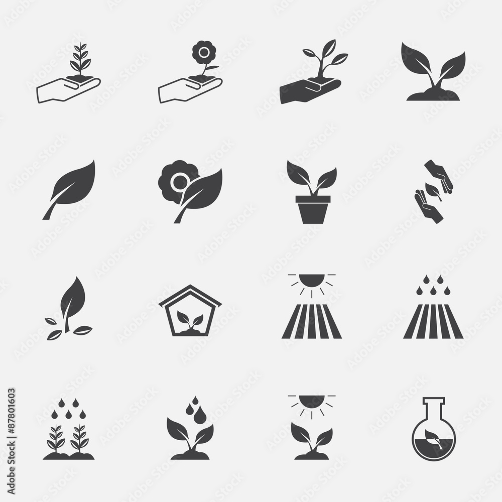 plant icon set. plant icon set.
