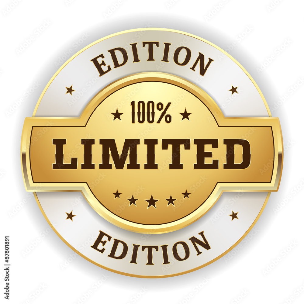 Gold round limited edition vector badge on white background Gold round limited edition vector badge on white background