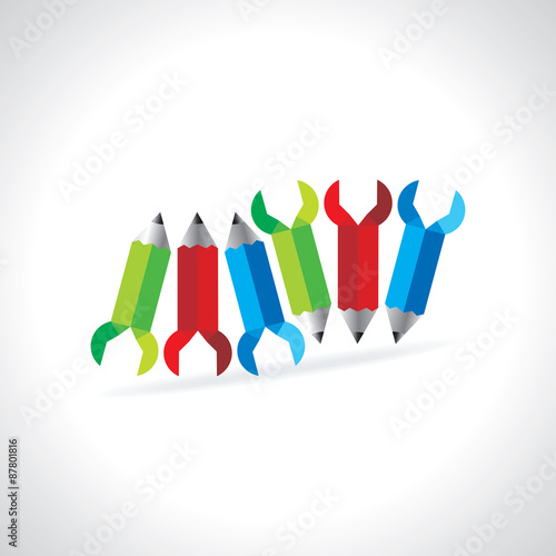 creative pencil with spanner vector illustration