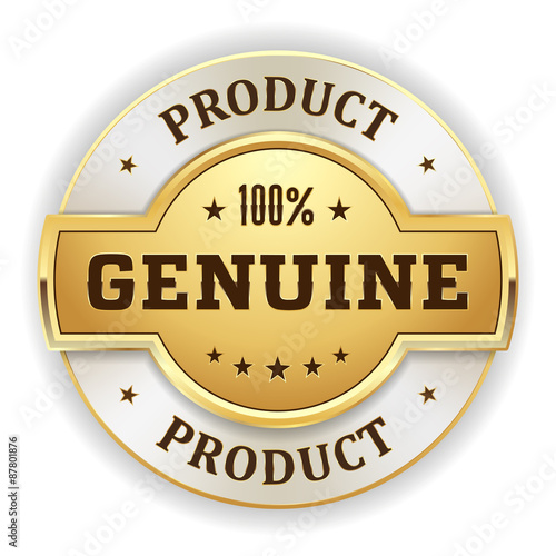 Gold round genuie product vector badge on white background