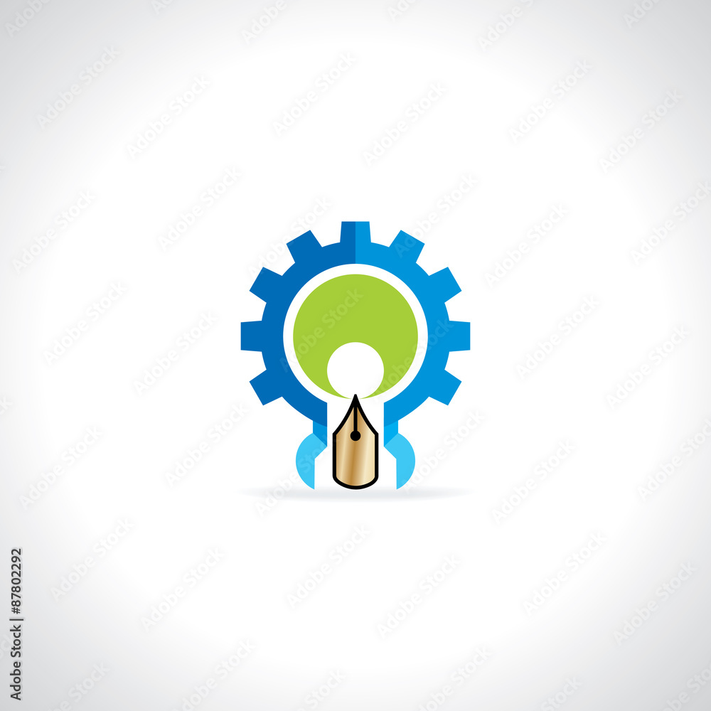 gear with nib and eye vision concept gear with nib and eye vision concept