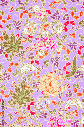 Obraz na płótnie Fabric with floral batik pattern