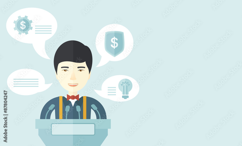 Chinese speaker stand behind a podium. Chinese speaker stand behind a podium.