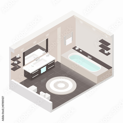 Bathroom isometric detailed set