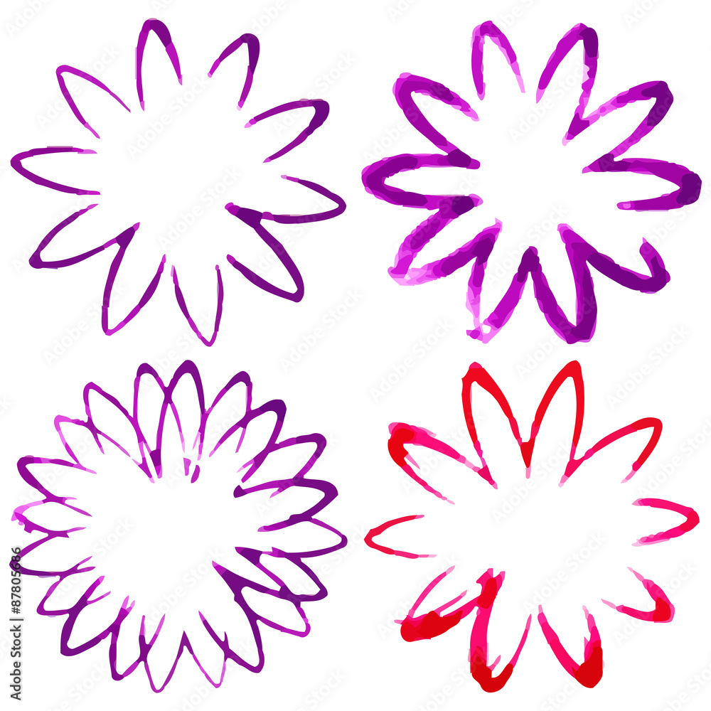 Obraz premium Vector Set of Grunge and Watercolor Flowers - EPS10
