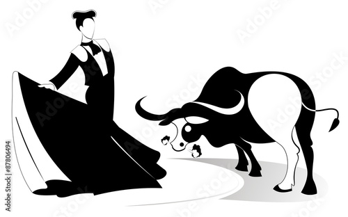 Bullfighter and a bull