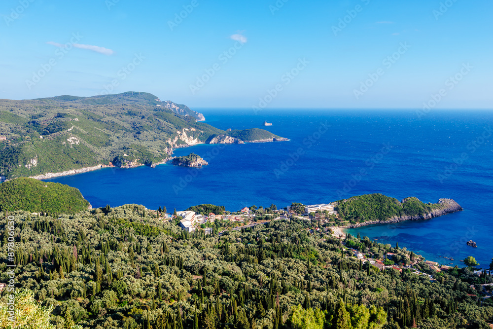 Paleokastritsa bay on Corfu island, Greece