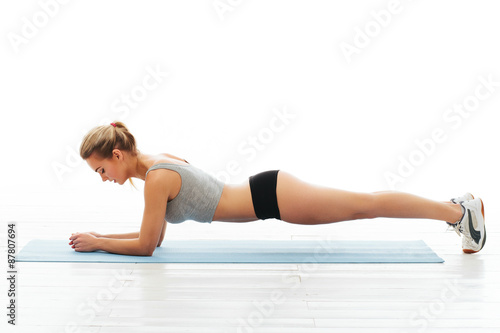 Fitness healthy women exercise in studio isolated