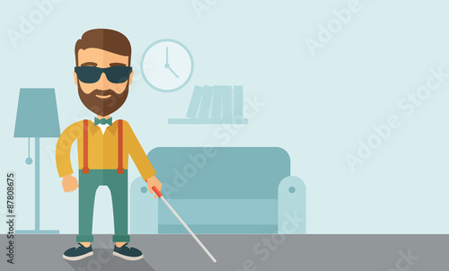 Blind man with walking stick