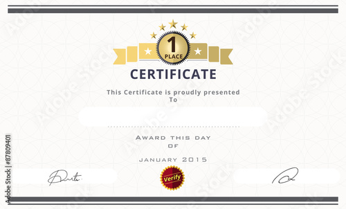 Certificate template with first place concept. certificate borde