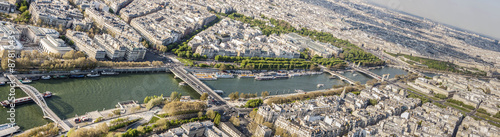 Aerial view from Eiffel Tower on Seine River - Paris.