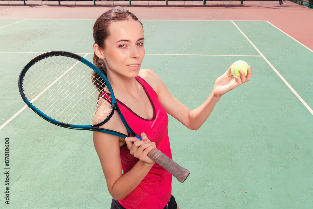 Nice girl playing tennis 