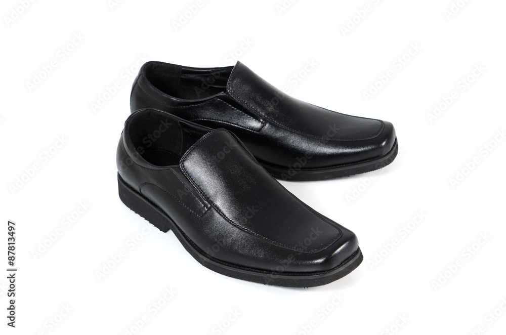 Black leather mens shoes isolated on white background Black leather mens shoes isolated on white background