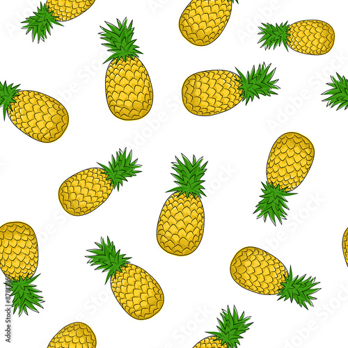 Seamless Pattern of Pineapple , Fruit Pattern, Vector Illustration