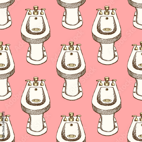 Sketch bidet in vintage style