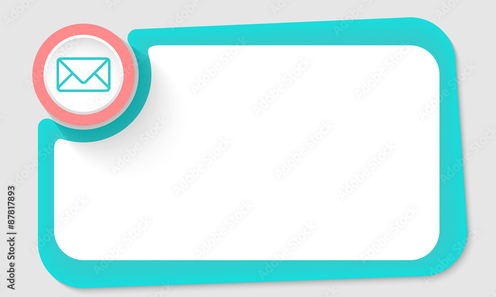 Pink circle and envelope and green frame for your text Pink circle and envelope and green frame for your text