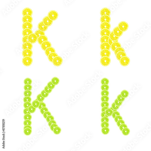 Letters stacked slices of lemon and lime to create inscriptions