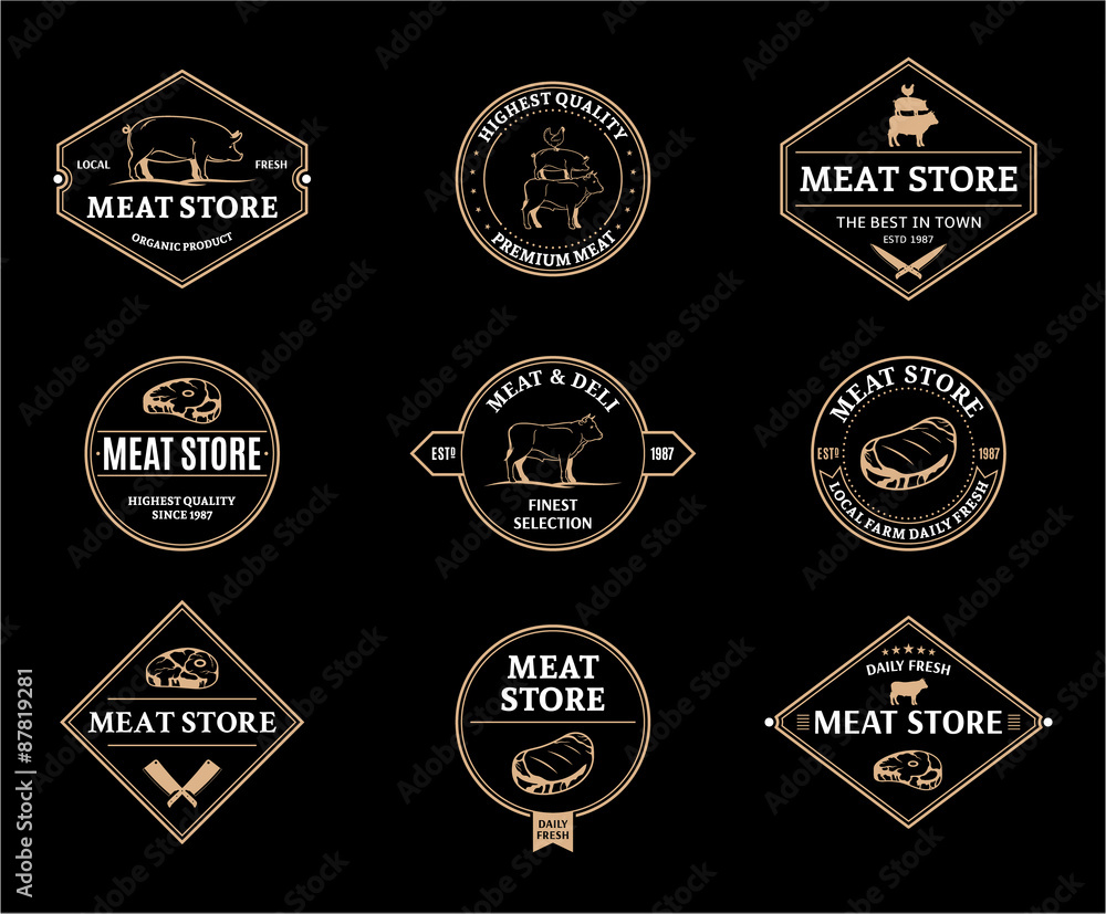 Meat Store Labels and Design Elements