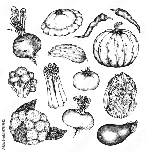 Organic natural vegetables set