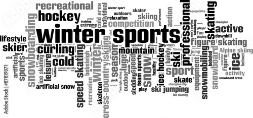 Winter sports word cloud concept. Vector illustration