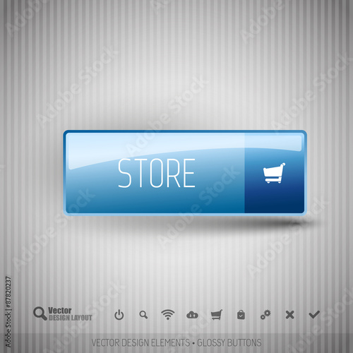 Modern button with icons set.