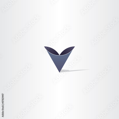 deep blue abstract letter v symbol logo