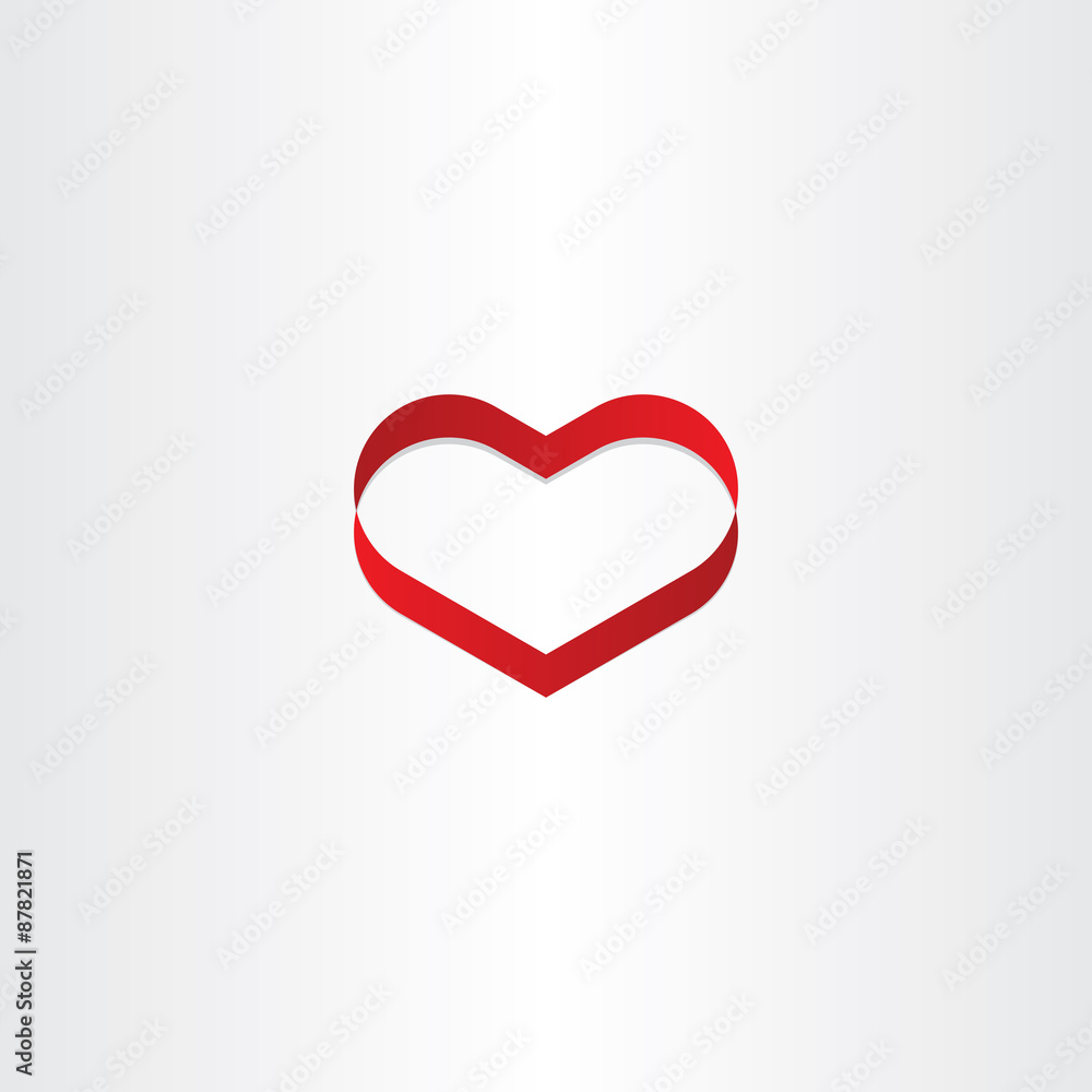red heart ribbon banner symbol
