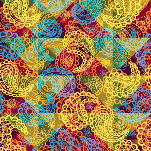 Endless background in Oriental style ornament. Vector illustration.