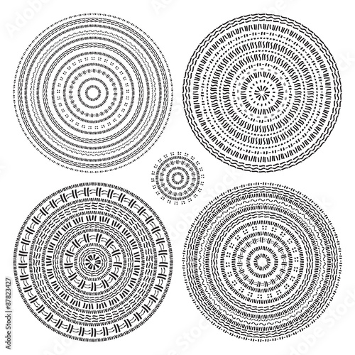 Hand drawn Circular pattern. Mandala set.