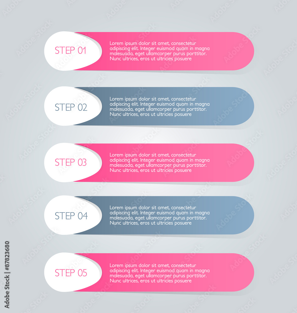 Business infographics tabs template for presentation, education, web design, banner, brochure, flyer. Pink and grey colors. Vector illustration. Business infographics tabs template for presentation, education, web design, banner, brochure, flyer. Pink and grey colors. Vector illustration.