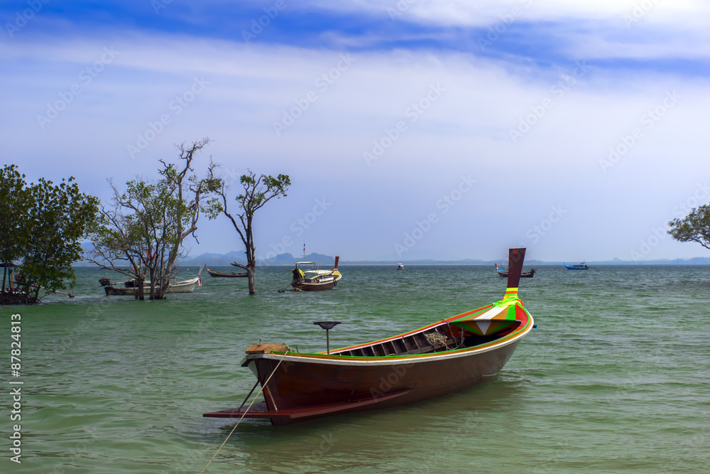 Fisherman Long Tail Boat in Koh Mook Coast Line. Fisherman Long Tail Boat in Koh Mook Coast Line.
