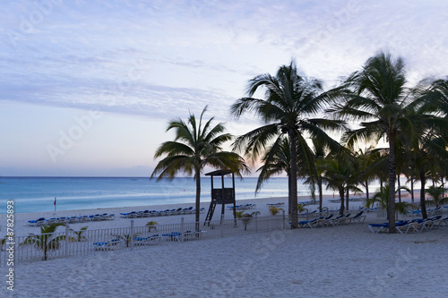 Sunset on the Caribbean beach.