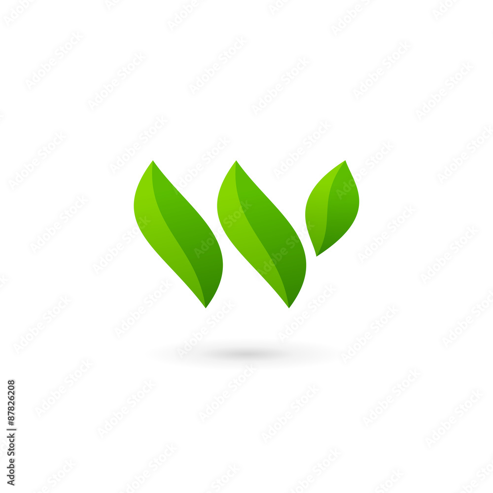 Letter W eco leaves logo icon design template elements Letter W eco leaves logo icon design template elements