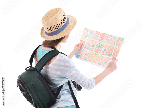 Traveler with map isolated ...
