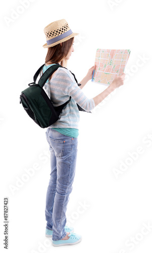 Traveler with map isolated ...