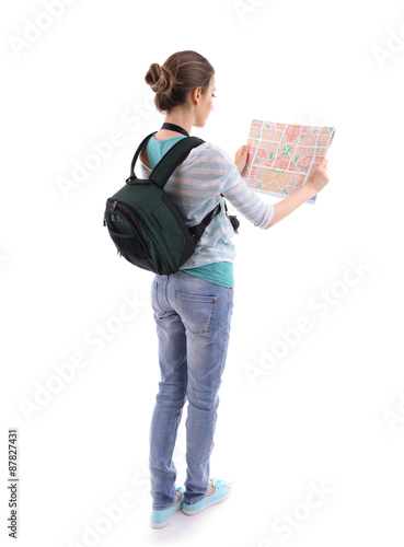 Traveler with map isolated ...