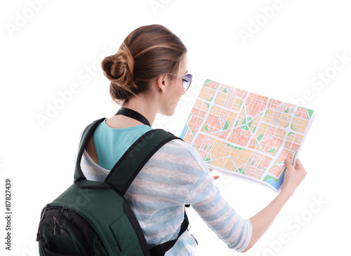 Traveler with map isolated ...