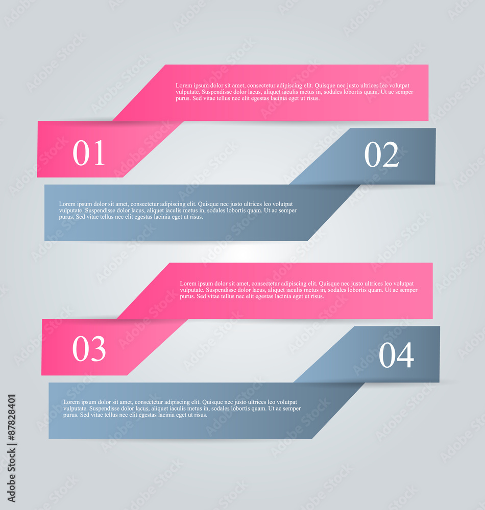 Business infographics tabs template for presentation, education, web design, banner, brochure, flyer. Pink and grey colors. Vector illustration. Business infographics tabs template for presentation, education, web design, banner, brochure, flyer. Pink and grey colors. Vector illustration.